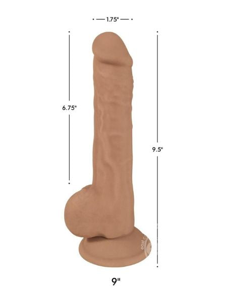 DUAL DENSITY SILICONE BENDABLE DONG WITH BALLS 9 INCH