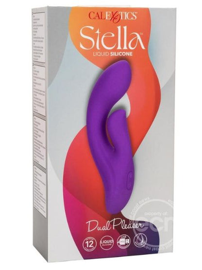 STELLA LIQUID SILICONE DUAL PLEASER RECHARGEABLE VIBRATOR - PURPLE