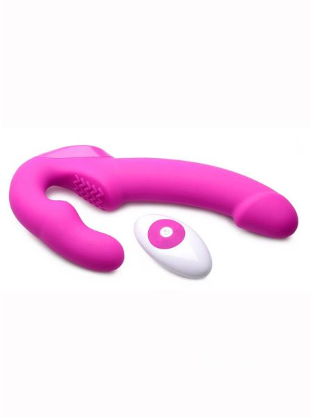 RECHARGEABLE SILICONE STRAPLESS STRAP ON WITH REMOTE CONTROL