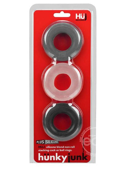 HUNKYJUNK HUJ3 SILICONE C-RING ( 3 PACK )  BLACK/GRAY/CLEAR