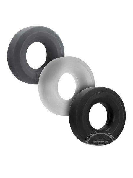 HUNKYJUNK HUJ3 SILICONE C-RING ( 3 PACK )  BLACK/GRAY/CLEAR