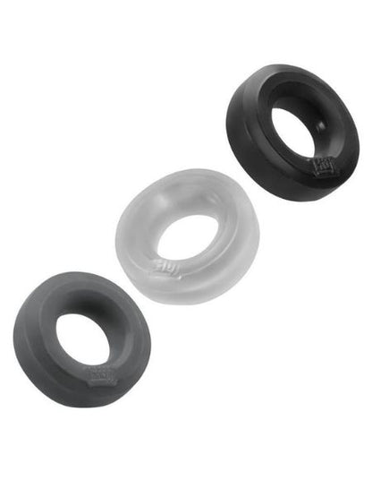 HUNKYJUNK HUJ3 SILICONE C-RING ( 3 PACK )  BLACK/GRAY/CLEAR