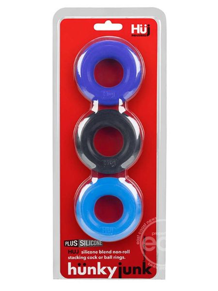 HUNKYJUNK HUJ3 SILICONE C-RING ( 3 PACK ) BLUE/BLACK/TEAL