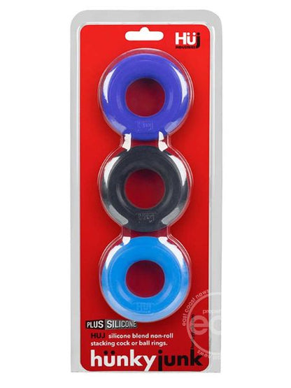 HUNKYJUNK HUJ3 SILICONE C-RING ( 3 PACK ) BLUE/BLACK/TEAL