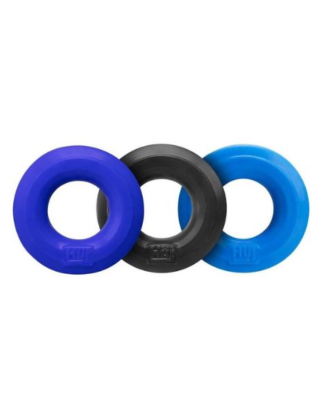 HUNKYJUNK HUJ3 SILICONE C-RING ( 3 PACK ) BLUE/BLACK/TEAL