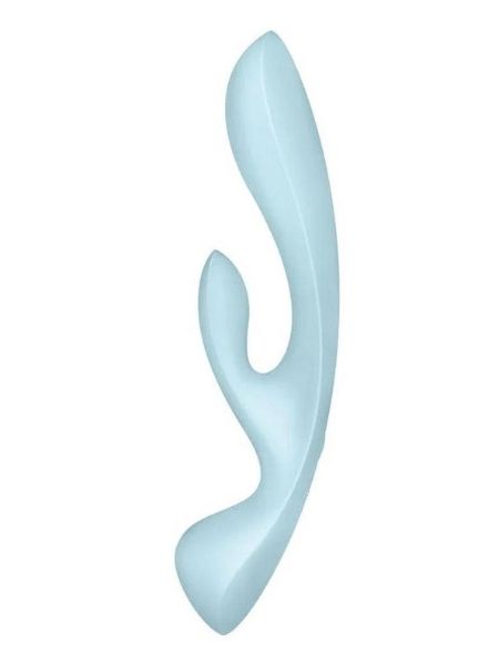 SATISFYER "TRIPLR OH" RECHARGEABLE SILICONE DUAL STIMULATING VIBRATOR - LIGHT BLUE