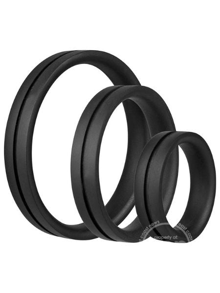 RING O PRO X3 SILICONE COCK RINGS  ( 3 SET ) - BLACK