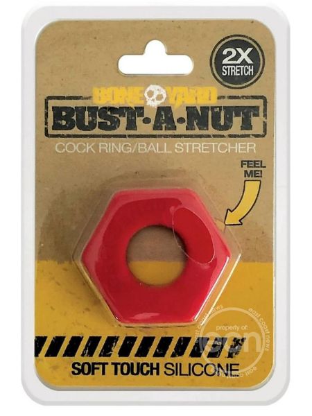 BONEYARD BUST A NUT 2X STRTCH SILICONE COCK RING BALL STRETCHER - BLACK