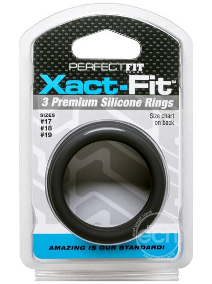 PERFECT FIT XACT SILICONE RING KIT - MD/LG - BLACK ( 3 PACK )