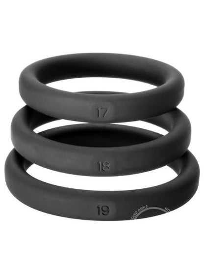 PERFECT FIT XACT SILICONE RING KIT - MD/LG - BLACK ( 3 PACK )