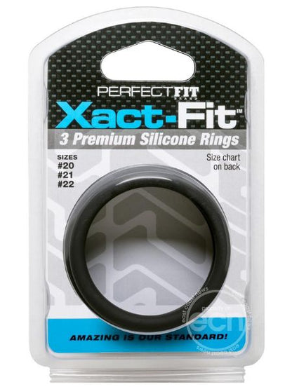 PERFRCT FIT XACT -FIT SILICONE RING KIT -LG/XL - BLACK ( 3 PACK )