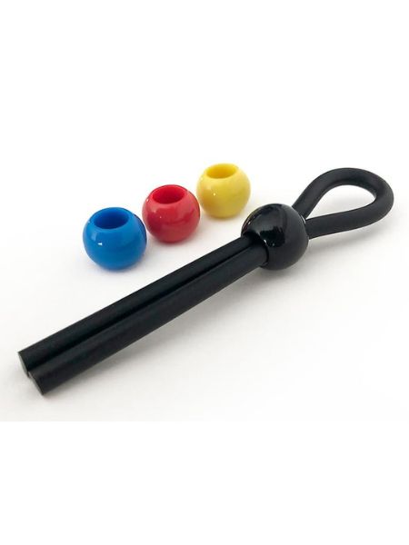 BONEYARD SINGLE SLIDE COCK LEASH 2X STRETCH SILICONE - BLACK AND MULTI