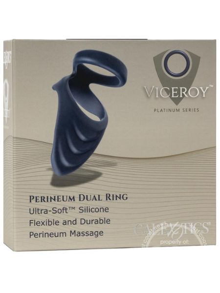 VICEROY PERINEUM DUAL RING SILICONE COCK RING - BLUE