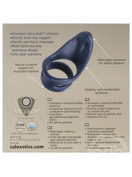 VICEROY PERINEUM DUAL RING SILICONE COCK RING - BLUE