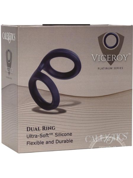 VICEROY DUAL RING SILICONE COCK RING - BLUE