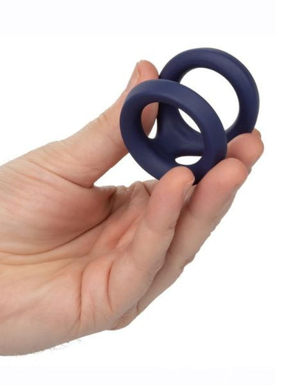 VICEROY DUAL RING SILICONE COCK RING - BLUE