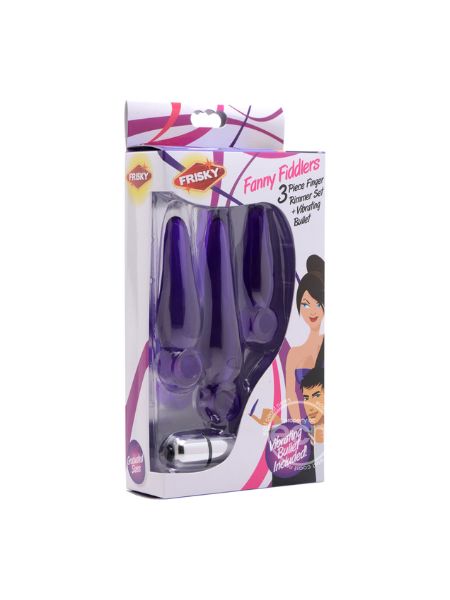 FANNY FIDDLERS 3 PIECE FINGER RIMMER SET + VIBRATING BULLET - PURPLE