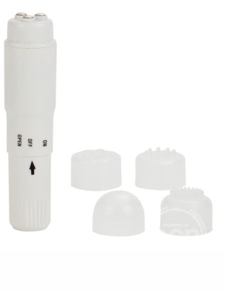 TRAVEL WAND MASSAGER WITH 4 INTERCHANGEALE HEADS - WHITE