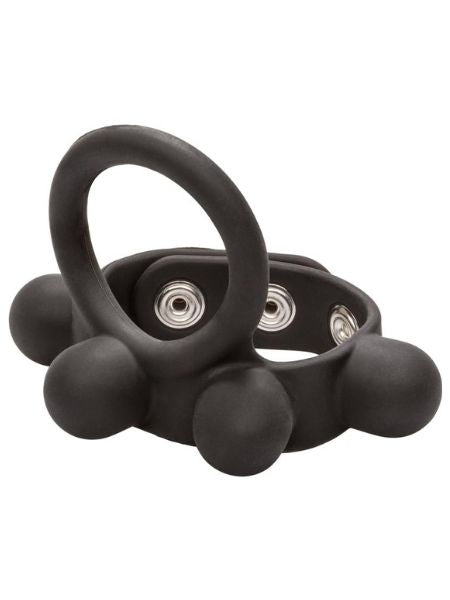 SILICONE LARGE WEIGHTED C-RING BALL STRETCHER COCK RING - BLACK