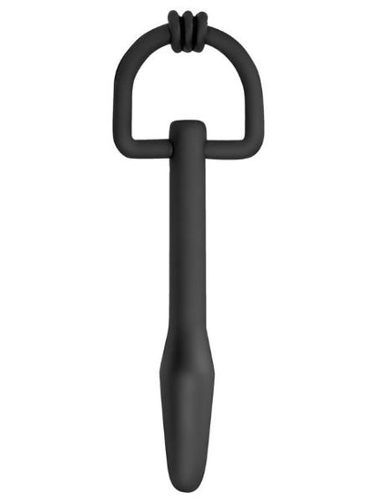 MASTER SERIES THE HALLOWS CUM-THRU D-RING PENIS PLUG - BLACK