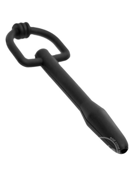 MASTER SERIES THE HALLOWS CUM-THRU D-RING PENIS PLUG - BLACK