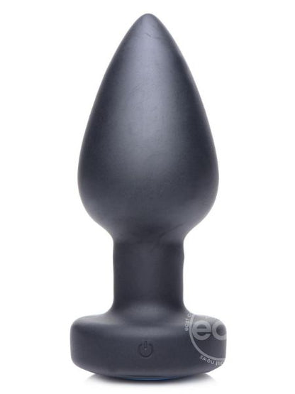 VIBRATING & E-STIM SILICONE RECHARGEABLE ANAL PLUG WITH REMOTE CONTROL - BLACK