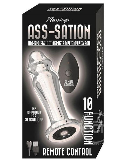 ASS-SATION REMOTE CONTROL RECHARGEABLE VIBRATING METAL ANAL LOVER - SILVER NAL LOVER