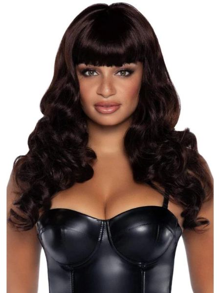 24" WAVY WIG WITH BANGS-BROWN