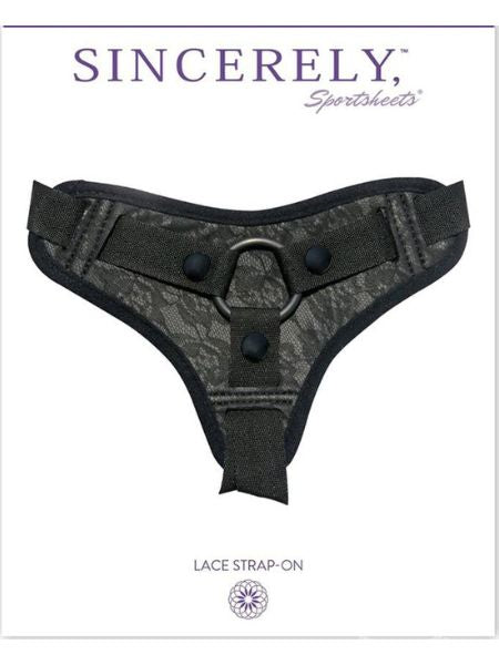 SINCERELY LACE STRAP-ON HARNES - BLACK