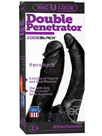 VAC-U-LOCK CODE BLACK DOUBLE PENETRATOR DILDO - BLACK