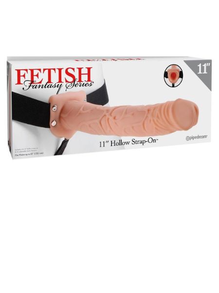 FETISH FANTASY SERIES HOLLOW STRAP-ON DILDO AND STRETCHY HARNESS 11 INCH 11in - VANILLA