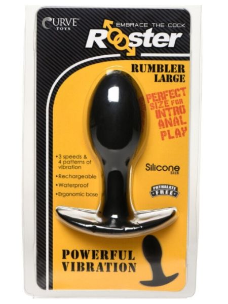 ROOSTER RUMBLER VIBRATING SILICONE ANAL PLUG - LARGE