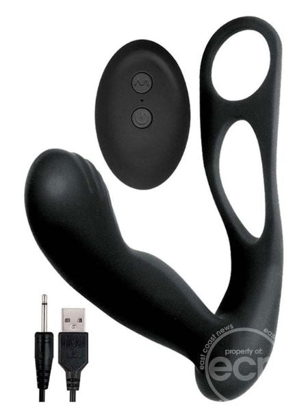 BUTTS UP RECHARGEABLE SILICONE PROSTATE MASSAGER WITH SCROTUM & COCK RING