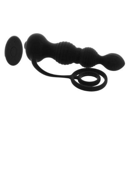 ANAL-ESE SILICONE RECHARGEABLE ANAL PLUG & COCK RING WITH REMOTE CONTROL