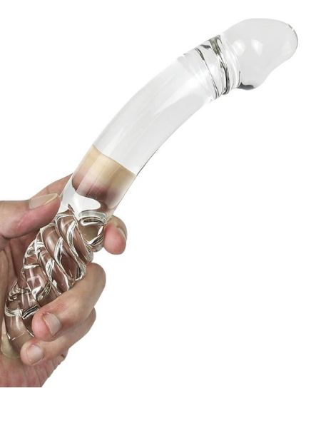 DOUBLE HEAD HAND CRAVED GLASS DILDO