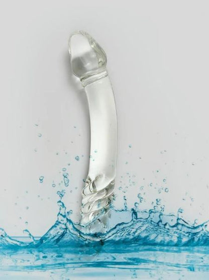 DOUBLE HEAD HAND CRAVED GLASS DILDO