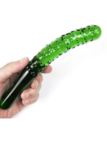 GLASS CUCUMBER SHAPE FEMALE MASTURBATION SEX TOY. G POINT STIMULATION