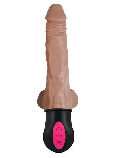 NATURAL REALSKIN HOT COCK #2 RECHARGEABLE WARMING VIBRATOR 6.5IN - CHOCOLATE