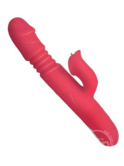 HEAT RECHARGEABLE SILICONE WARMING VIBRATOR WITH CLITORAL WHEEL -  CORAL