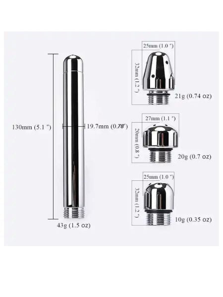 STAINLESS STEEL HOME SHOWER ENEMA KIT WITH 3 HEADS PLUG ANAL VAGINAL DOUCH  Cleaner