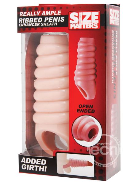 SIZE MATTERS REALLY AMPLE RIBBED PENIS ENHANCER SEATH - VANILLA