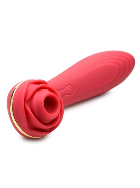 PASSION PETALS 10X RECHARGEABLE SILICONE ROSE CLITORAL STIMULATOR - RED