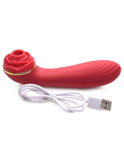 PASSION PETALS 10X RECHARGEABLE SILICONE ROSE CLITORAL STIMULATOR - RED