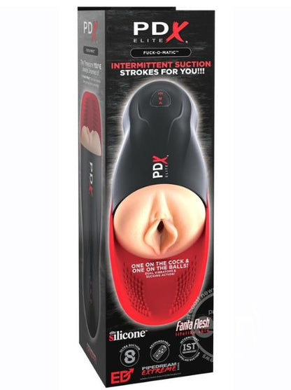 FUCK-O-MATIC STROKER RECHARGEABLE MASTURBATOR-PUSSY - BLACK/VANILLA