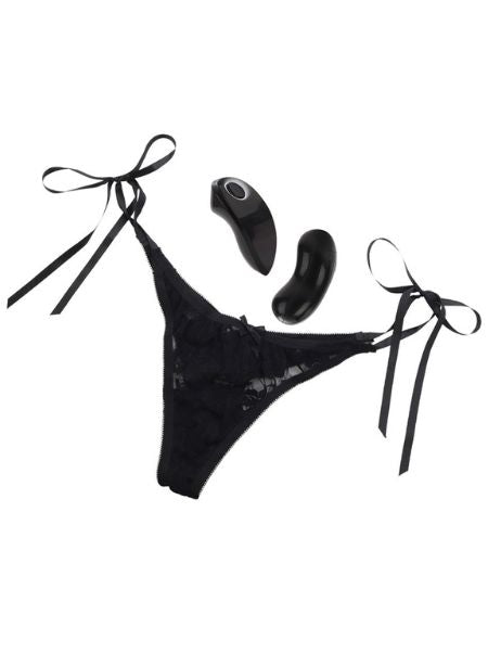 LITTLE THONG PANTY VIBE MASSAGER WITH REMOTE CONTROL - BLACK