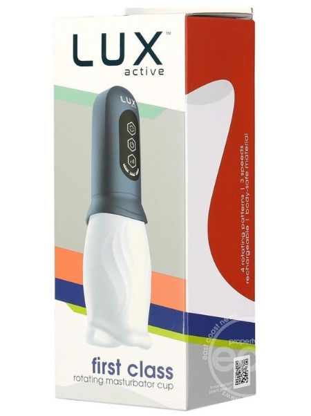 RECHARGEABLE ROTATING MASTURBATOR CUP - NAVY/WHITE