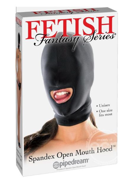 FETISH FANTASY SPANDES OPEN MOUTH HOOD - BLACK