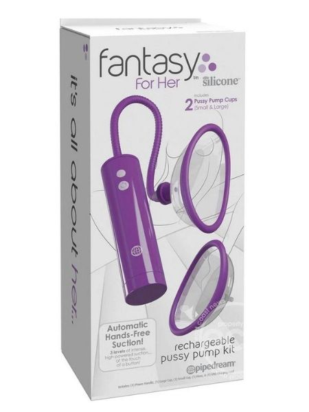 RECHARGEABLE PLEASURE PUMP KIT WITH REMOTE CONTROL - PURPLE/CLEAR