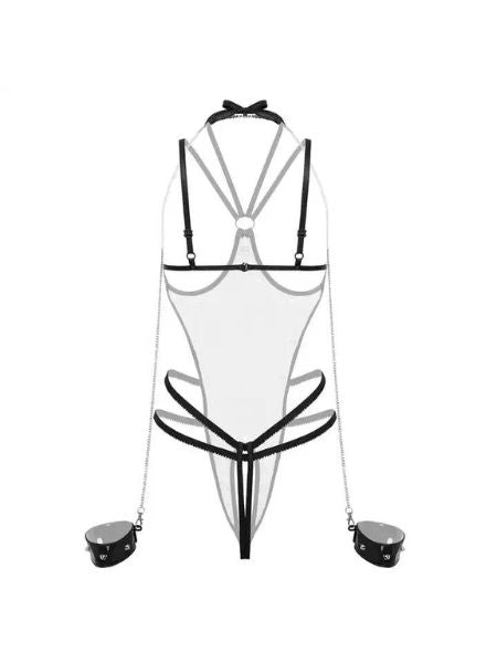 SEXY TEDDY CROTCHLESS THONG HALTER NECK BARE EXPOSED BREASTS