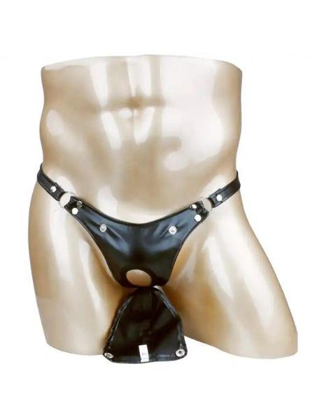 BUCKLED BULGE POUCH FLAX LEATHER JOCKSTRAP